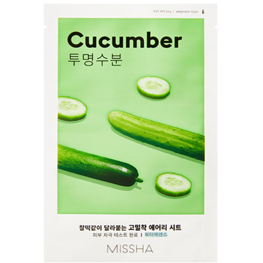 „Missha Airy Fit Sheet Mask Cucumber“ – lakštinė kaukė sausai odai su drėkinamuoju ir gaivinančiu poveikiu.