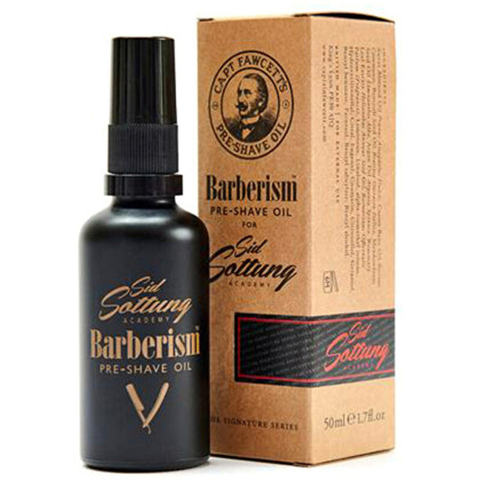 „Captain Fawcett Barberism by Sid Sottung“ aliejus prieš skutimąsi – aliejus prieš skutimąsi
