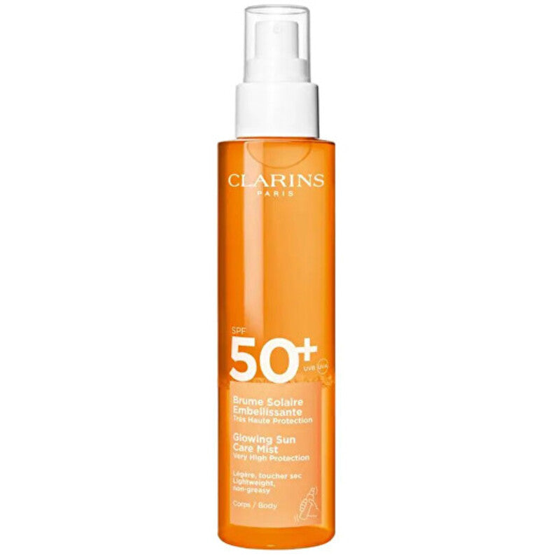 Clarins Glowing Body Sun Care Mist SPF 50+ – kūno dulksna, skirta įdegiui 150ml
