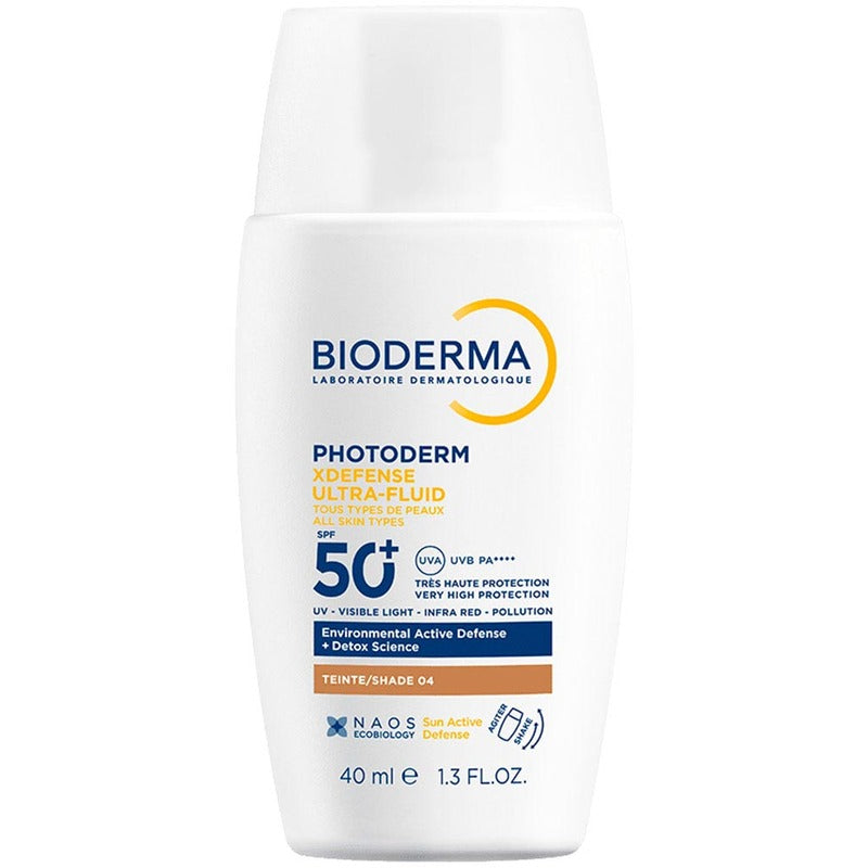 Bioderma Photoderm Xdefense Ultra-Fluid SPF 50+ - Ultrafluid apsauga nuo neigiamo išorės poveikio, saulės ir taršos 40 ml  Shade 04