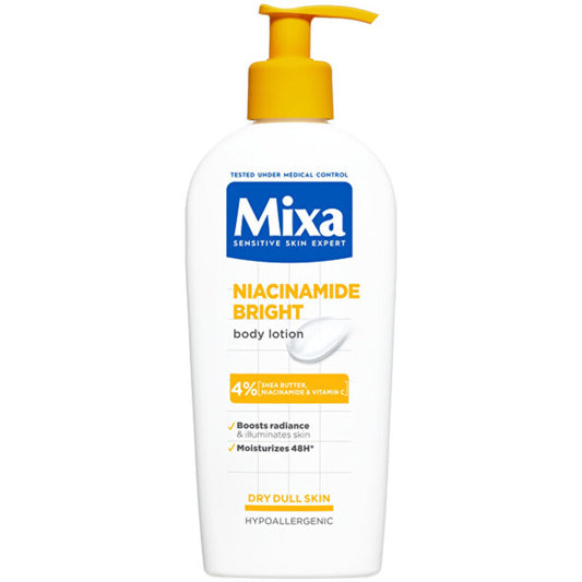 Mixa Niacinamide Bright kūno losjonas – kūno losjonas sausai odai