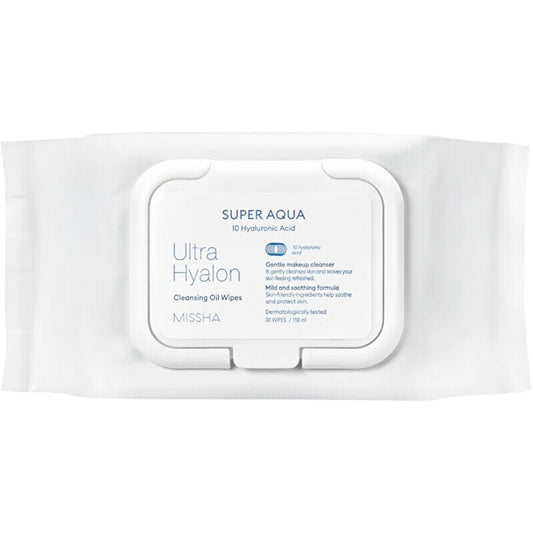 „Missha Super Aqua Ultra Hyalon Cleansing Oil“ servetėlės ​​– makiažą šalinančios veido servetėlės
