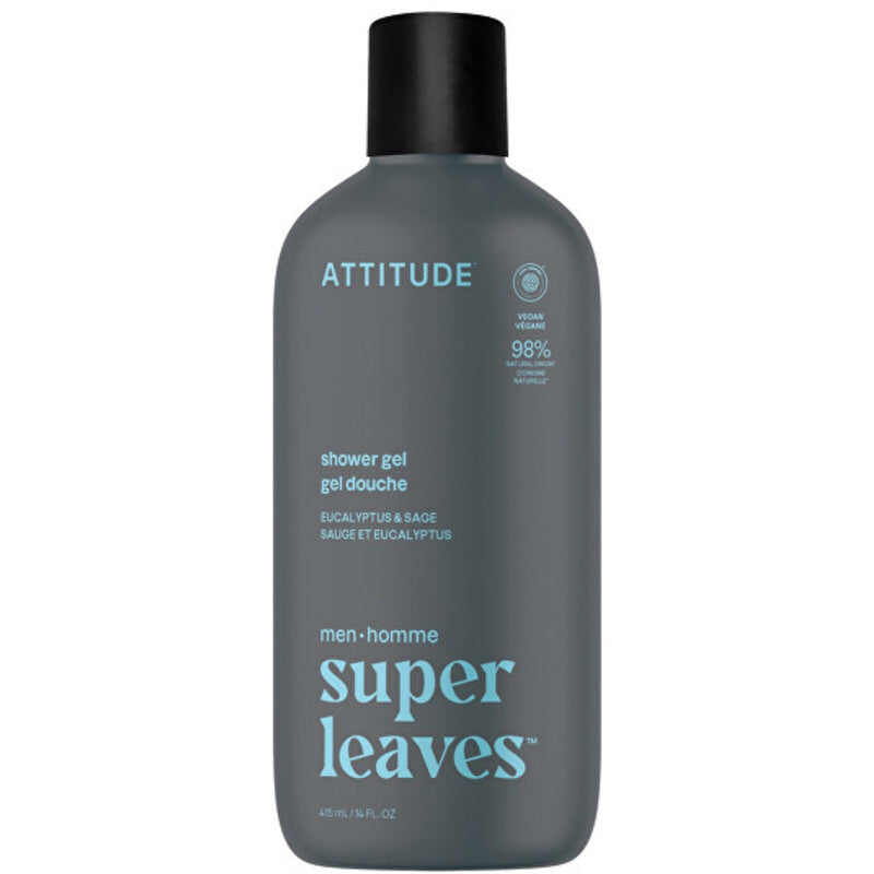 Attitude „Super Leaves“ eukalipto ir šalavijų dušo želė vyrams