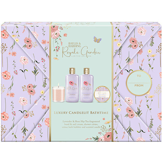 Baylis & Harding Lavender Body Care dovanų rinkinys (Levirų ir erškėtuogių arbata) – Kūno priežiūros dovanų rinkinys