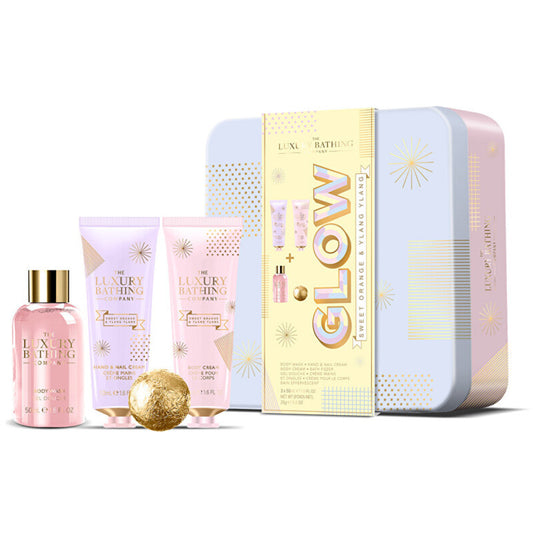 „Luxury Bathing Company“ kūno priežiūros dovanų rinkinys skardinėje dėžutėje (apelsinų ir ilang ilang)