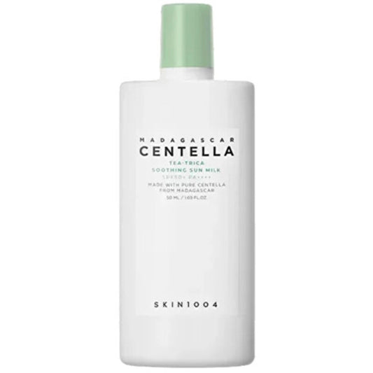 SKIN1004 Madagaskaro centelės arbatos ir tricos raminamasis apsauginis pienelis nuo saulės SPF 50 – raminamasis apsauginis pienelis nuo saulės