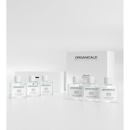 Organicals  „ABUNDANCE Repair“ 6 ampulės su moringa – intensyvi regeneruojamoji procedūra